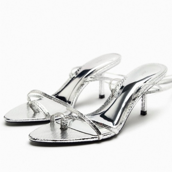 Zara metallic lace-up heels - Picture 3 of 8